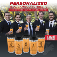 Thumbnail for Personalized 15 oz Bamboo Tumbler Best Groomsmen