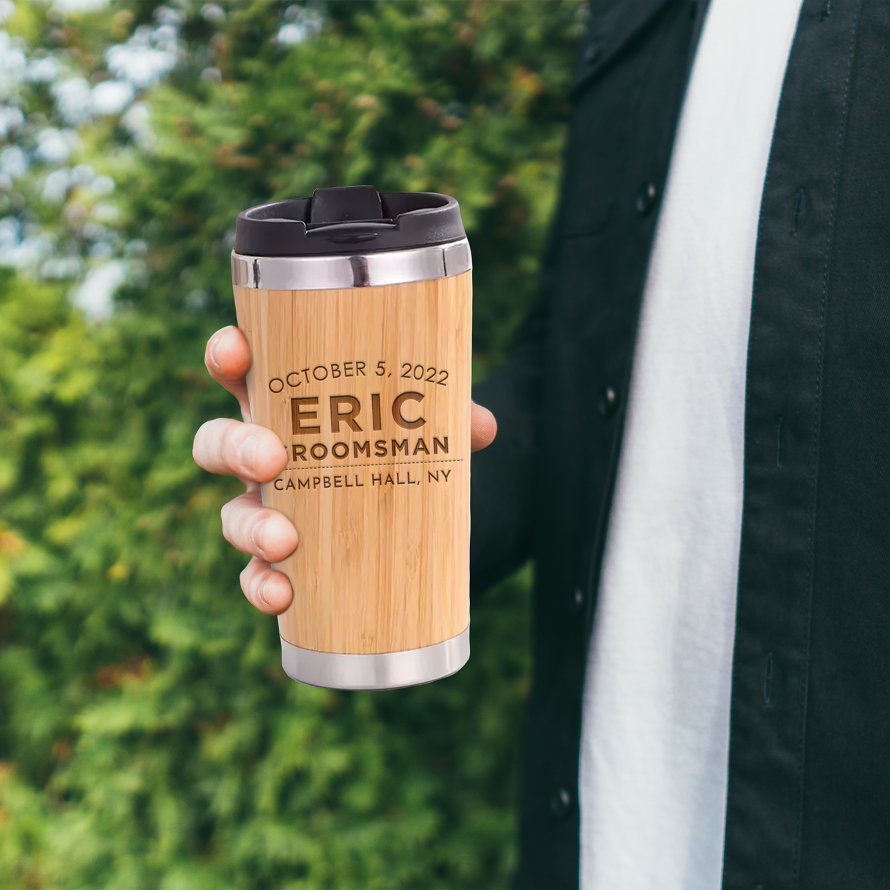 Custom Engraved 15oz Bamboo Tumbler, Bachelor Party Gift, Gift for Groomsmen,Groomsman Gift, Best Man Gift,