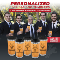 Thumbnail for HxF Engraved 15oz Bamboo Tumbler, Bachelor Party Gift, Gift for Groomsmen,Groomsman Gift, Best Man Gift,