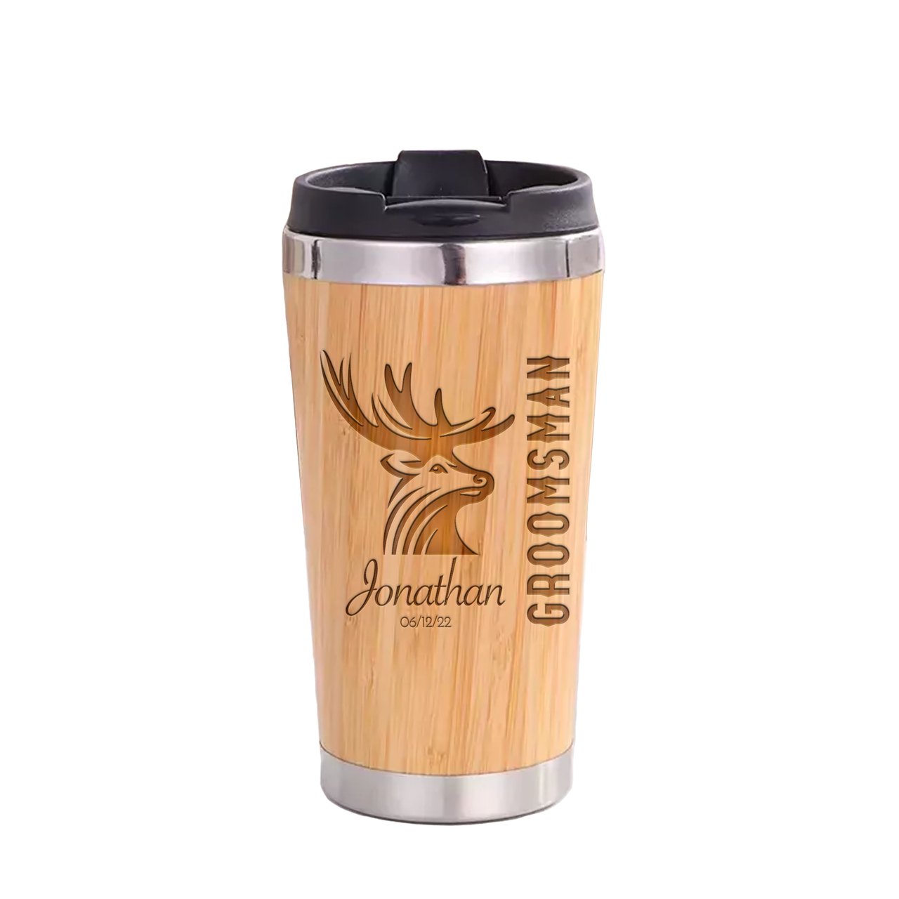 Customized 15oz Bamboo Tumbler - Personalized Groomsman Proposal Ideas