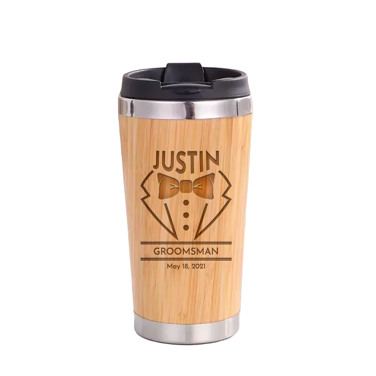 Bamboo Insulated Coffee Tumbler for Father of the Groom - Thoughtful Gift from the Bride