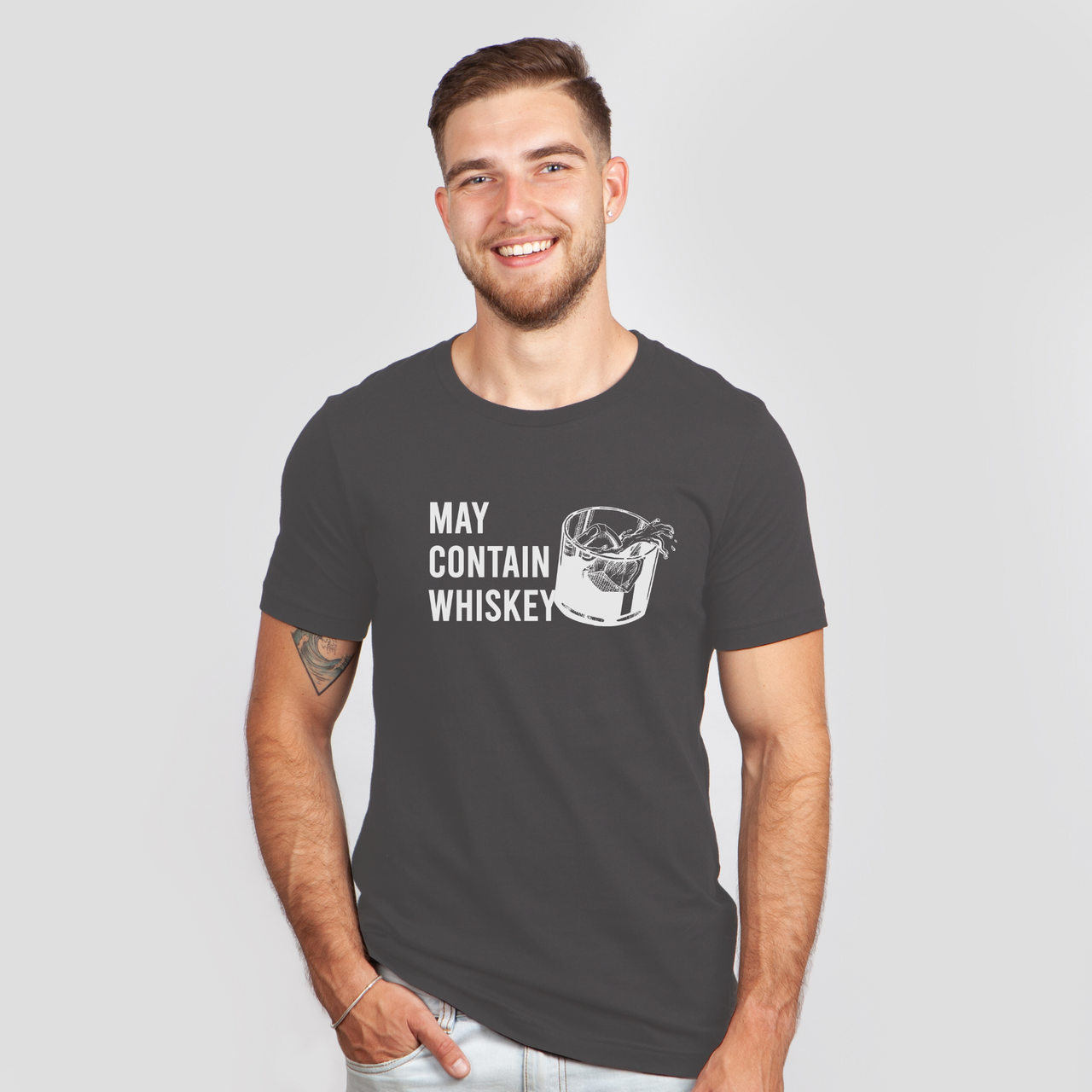 may contain whiskey dark gray shirt