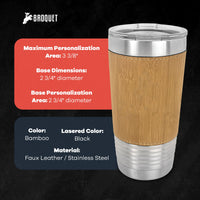 Thumbnail for 20 oz. Light Brown Laserable Leatherette Polar Camel Tumbler with Clear Lid