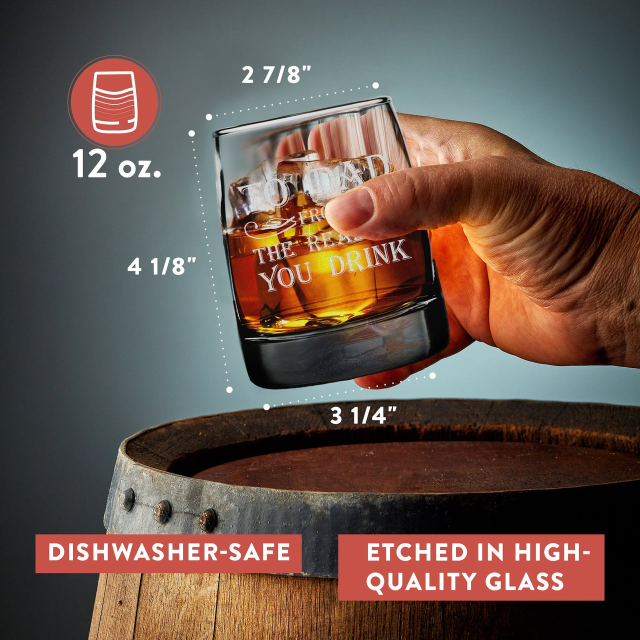 Etched 12oz Whiskey Glass