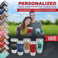 Thumbnail for Personalized Wedding Anniversary 20oz Tumbler Leather