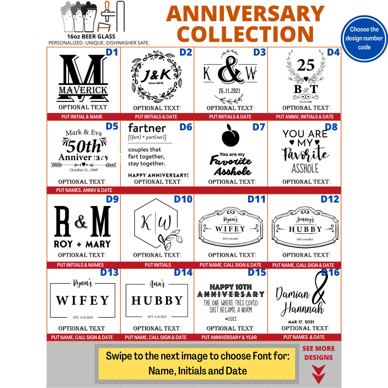 Personalized Beer Glass Anniversary Gifts
