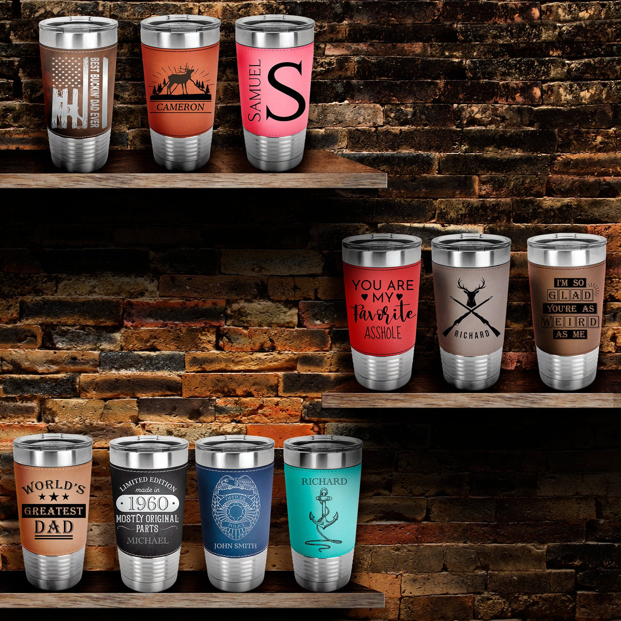 Personalized Wedding Anniversary 20oz Tumbler Leather