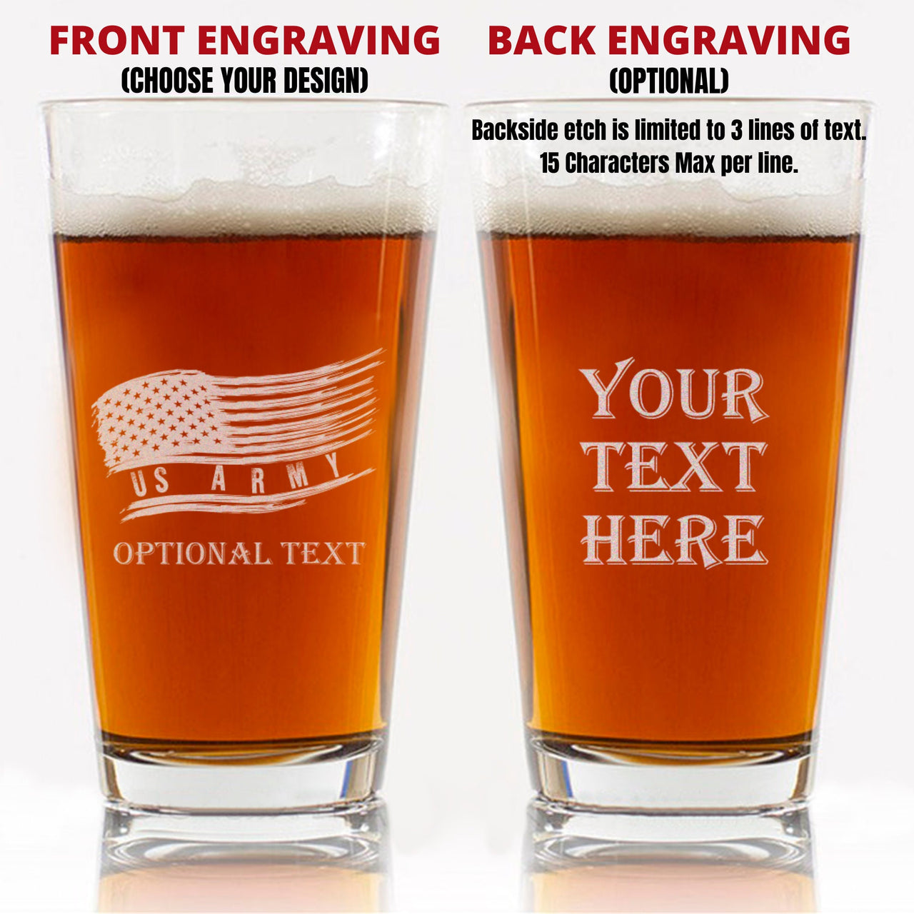 Personalized Beer Glass Military Gift