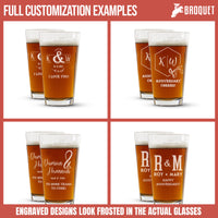 Thumbnail for Personalized Etched 16 oz Beer Glass | Hubby Est Customized Anniversary Pint Glass