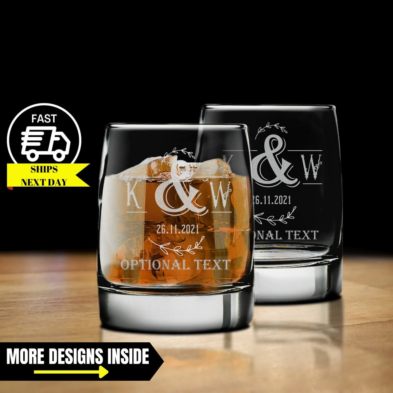 Custom Etched Whiskey Glass