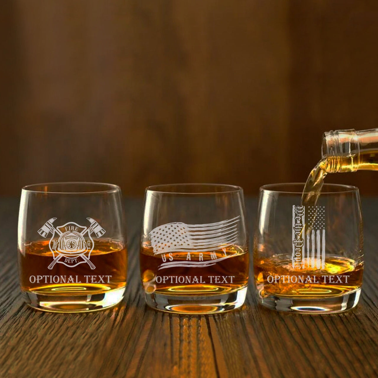 12 oz Whiskey Glass | Personalized Military Rocks Glass