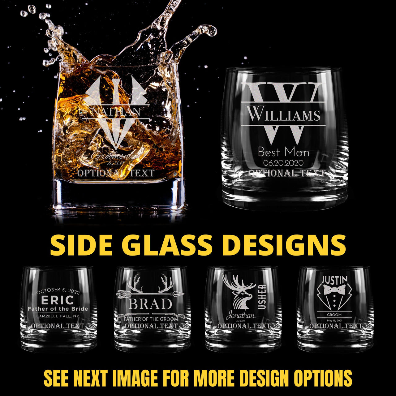 Personalized Etched Groomsman Whiskey Glass