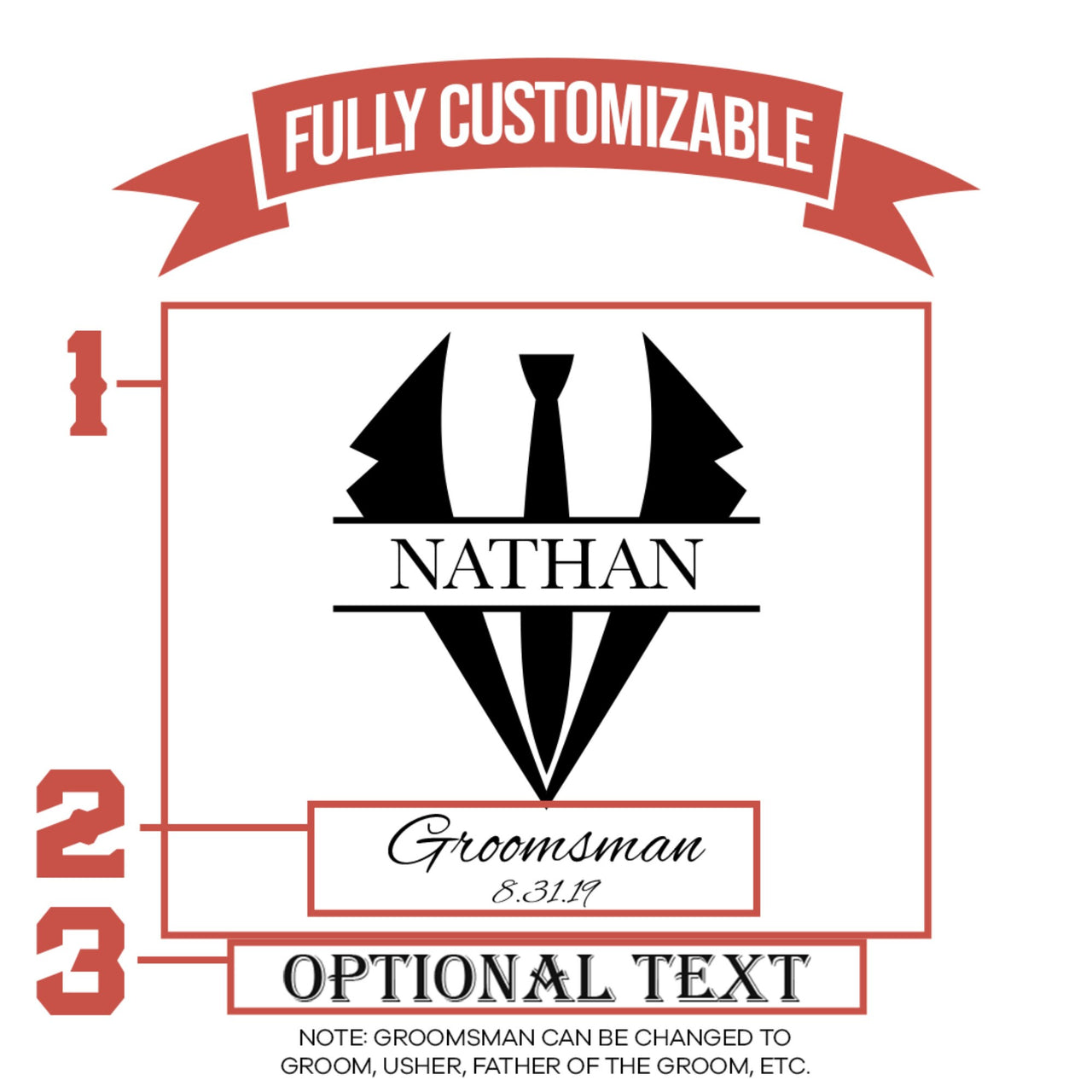 Personalized Etched Groomsman Whiskey Glass