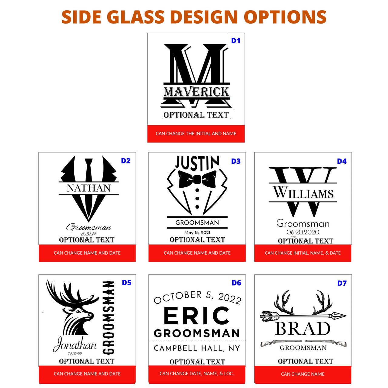 Personalized Etched Groomsman Whiskey Glass
