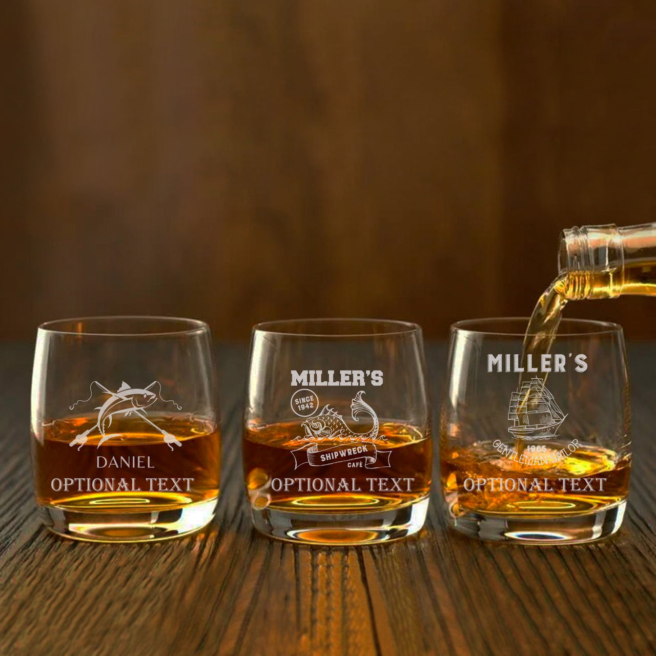 Personalized Whiskey Glass Fisherman Gift