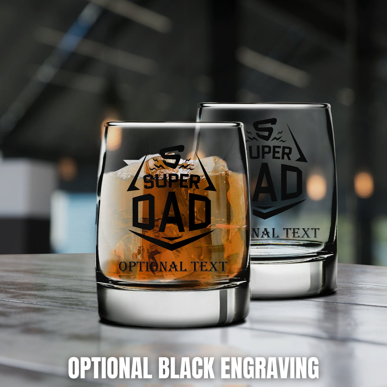 Super Dad Whiskey Glass | Etched Whiskey Glass