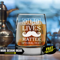 Thumbnail for Old Lives Matter 12oz Whiskey Rocks Glass | Bourbon Scotch Lowball Glasses