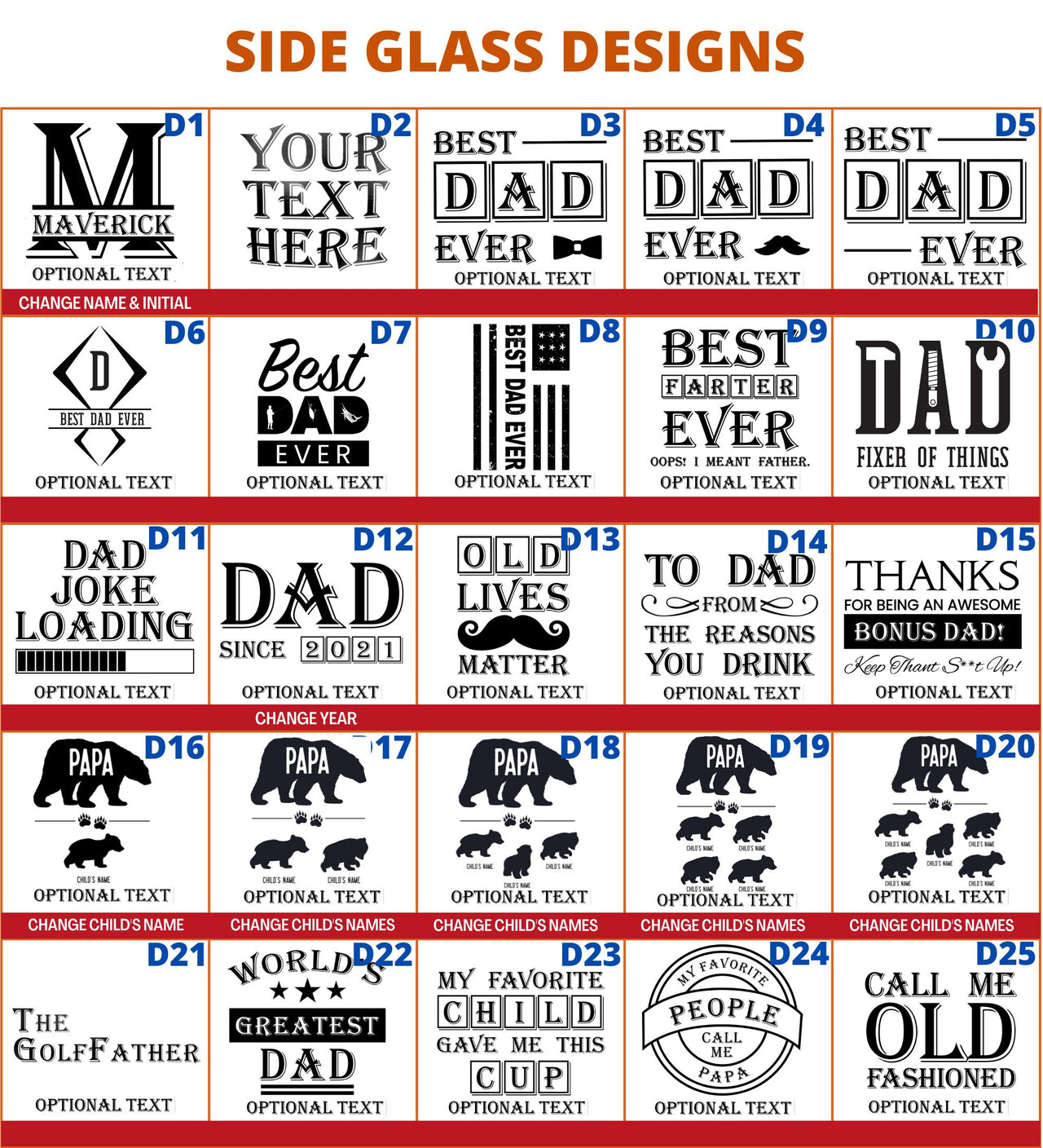 Papa Bear And Cubs Whiskey Glasses | Personalized Rocks Glass