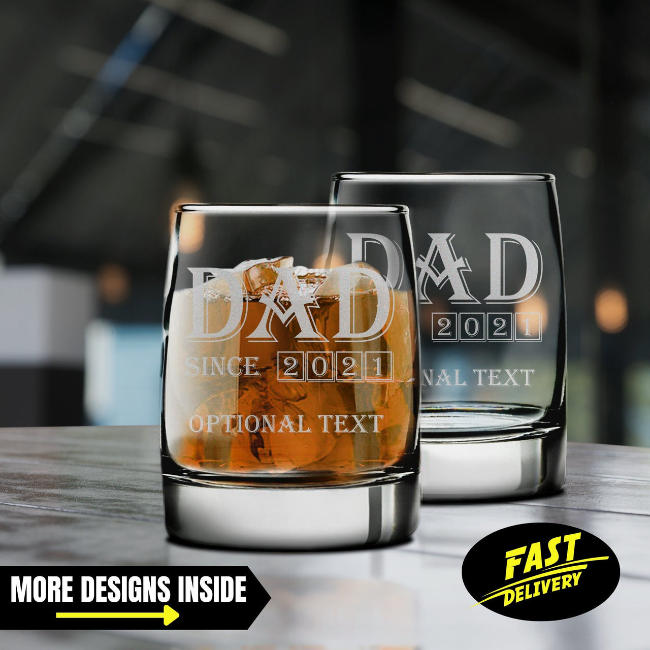 Dad Since  Rocks Glass | Custom Whiskey Glasses