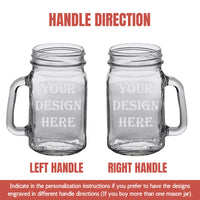 Thumbnail for Personalized Your Design Mason Jar Cup | Custom Engraved Mason Jar Glass With Handle