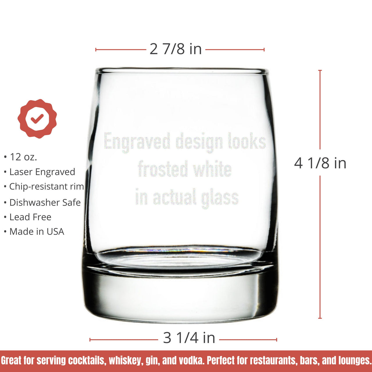 Custom Whiskey Glass Design | Your Own 12oz Etched Rocks Glass