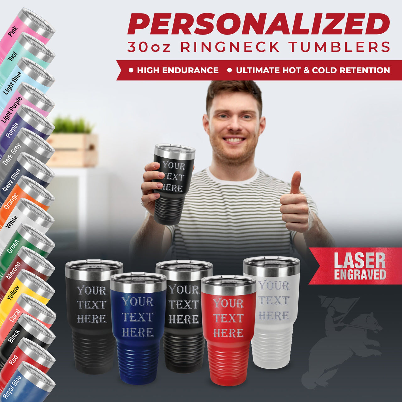 30oz Tumblers, Your Text Here Custom Tumblers, Personalized Insulated Tumbler, Laser Engraved Personalized Cup, Personalized Gift for Him