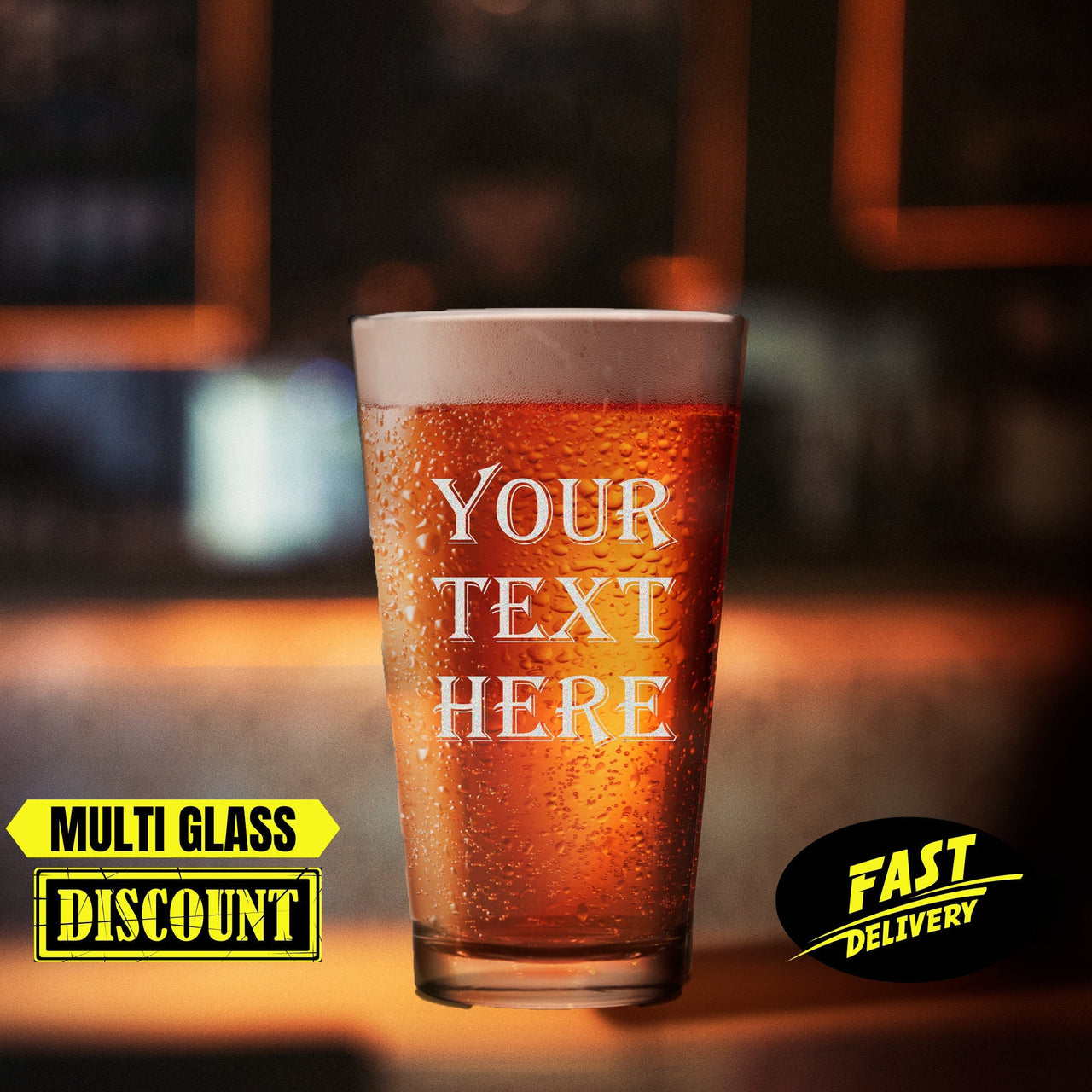 Personalized Engraved 16 oz Pint Glasses