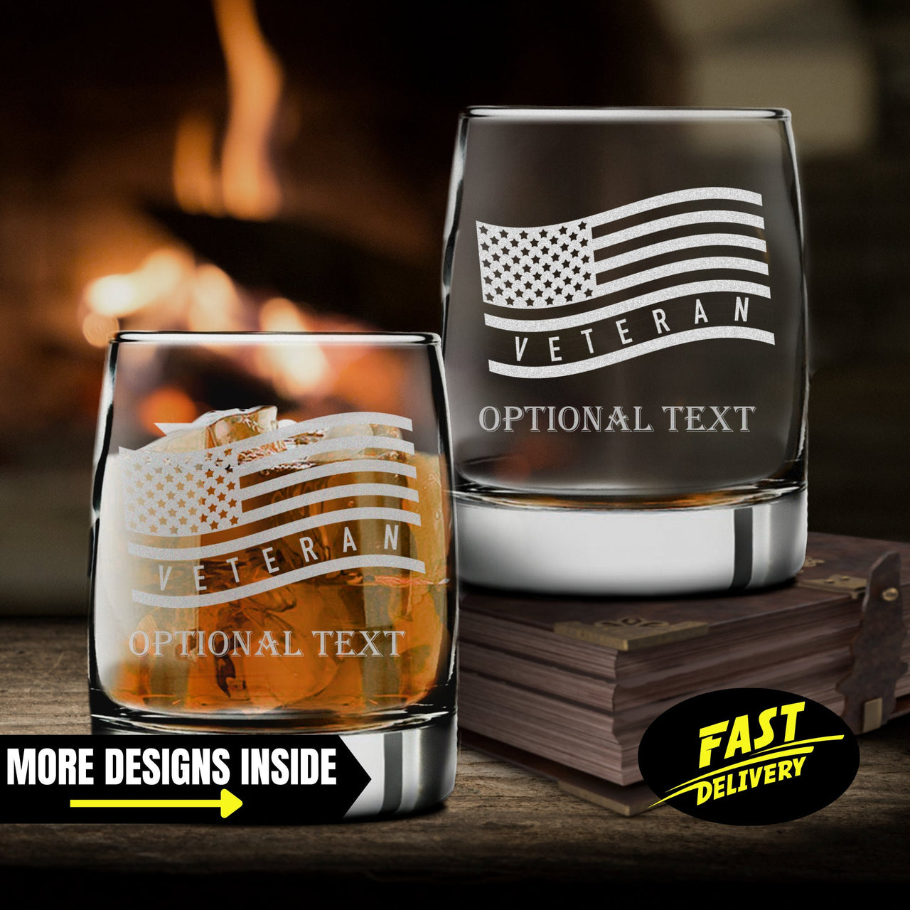 Veteran American Flag Whiskey Glasses