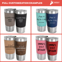 Thumbnail for Premium Custom YOUR TEXT 20 oz Leather Tumbler