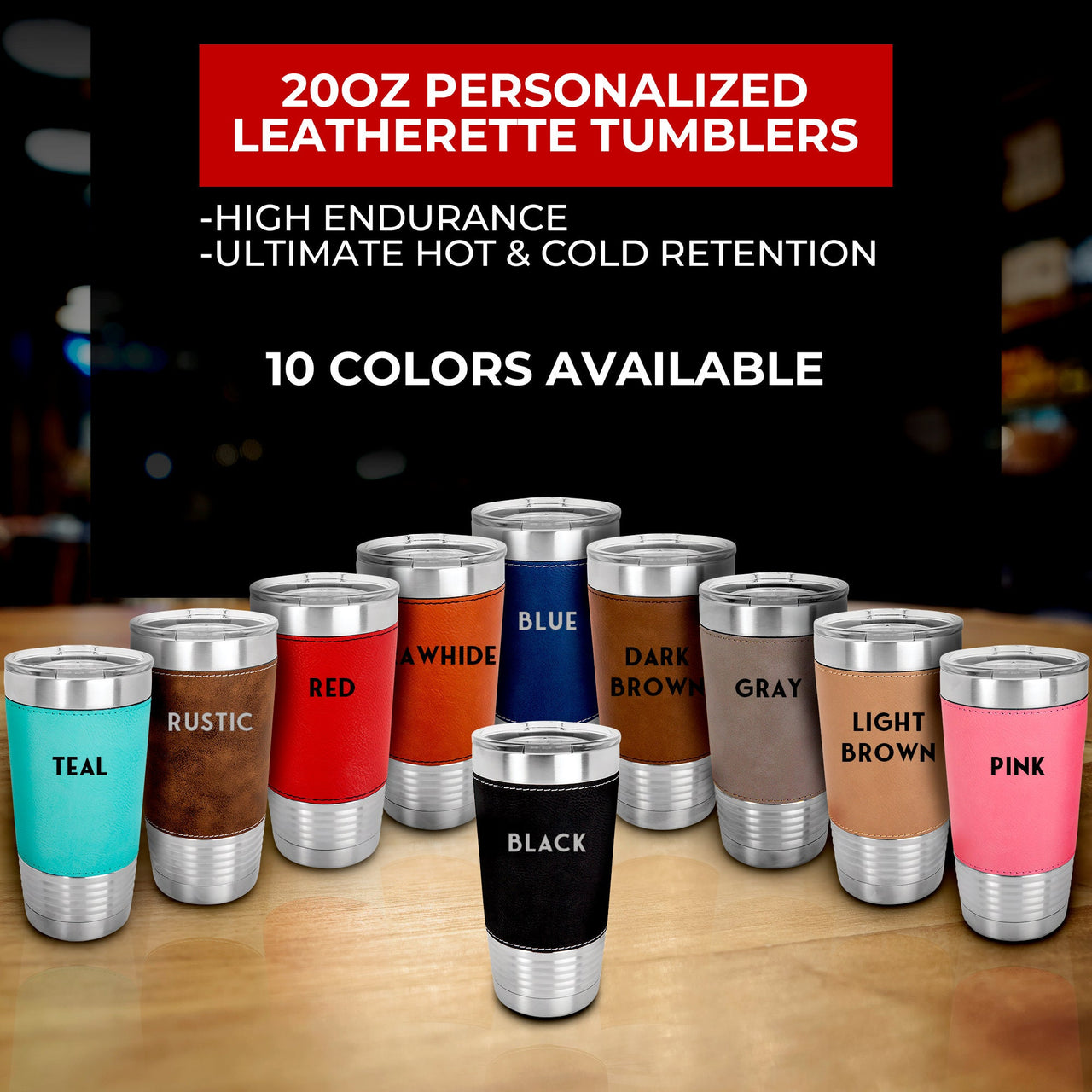 Personalized 20 oz Leatherette Tumblers Gift for Camper