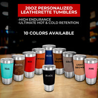 Thumbnail for Personalized 20 oz Leatherette Tumblers Gift for Camper