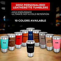 Thumbnail for 20 oz Personalized Camping Trip Leather Tumbler
