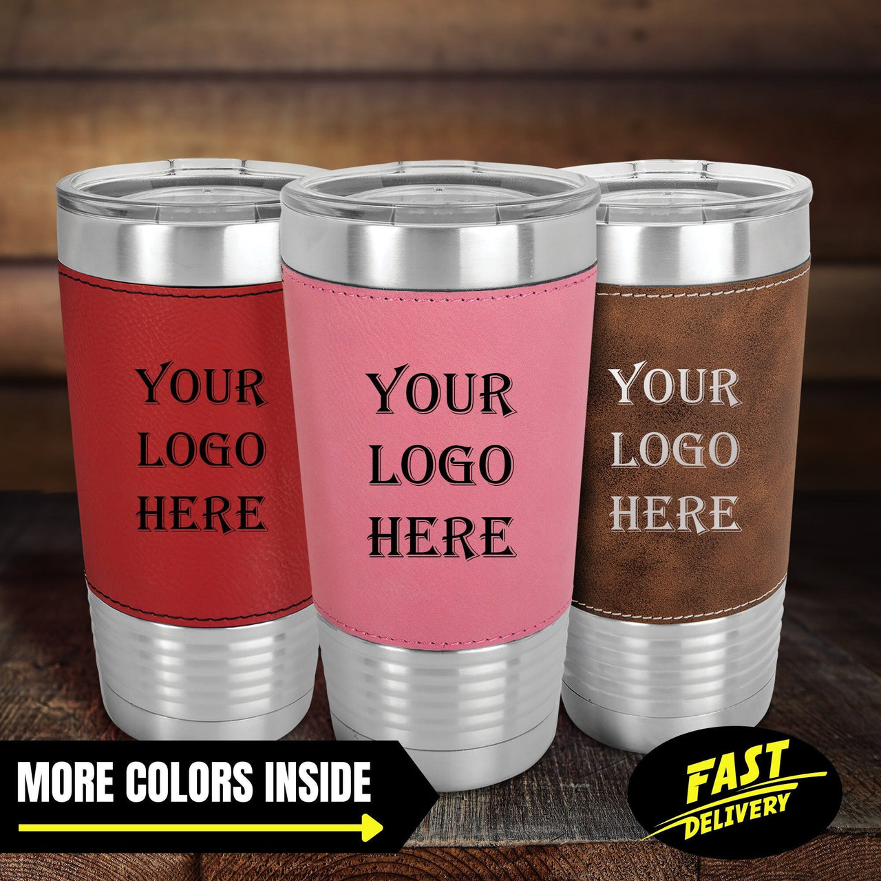 Premium Custom Logo Tumbler, Personalized 20oz Insulated Tumblers, Closing Gift, Promotional Items, Custom Tumbler Leatherette Gift Ideas