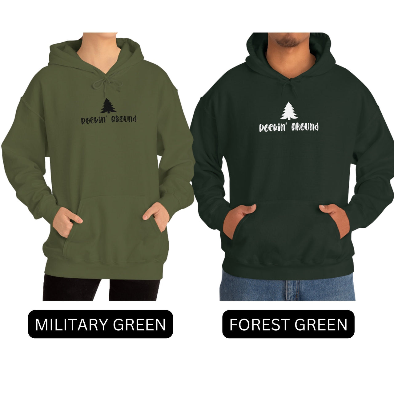 Christmas Tree Rockin Round Hoodie for Men