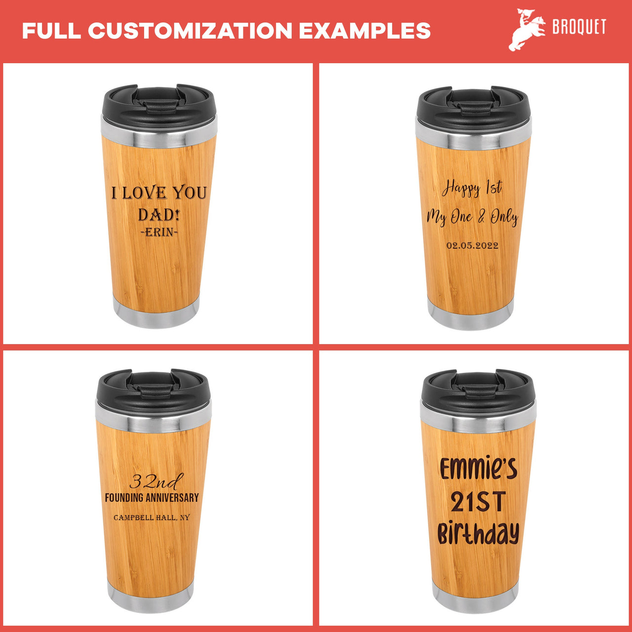 Custom Bamboo Coffee Tumbler