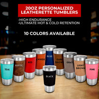 Thumbnail for Premium Quality Personalized Your Text 20 oz Leather Tumbler | Custom Insulated Tumbler