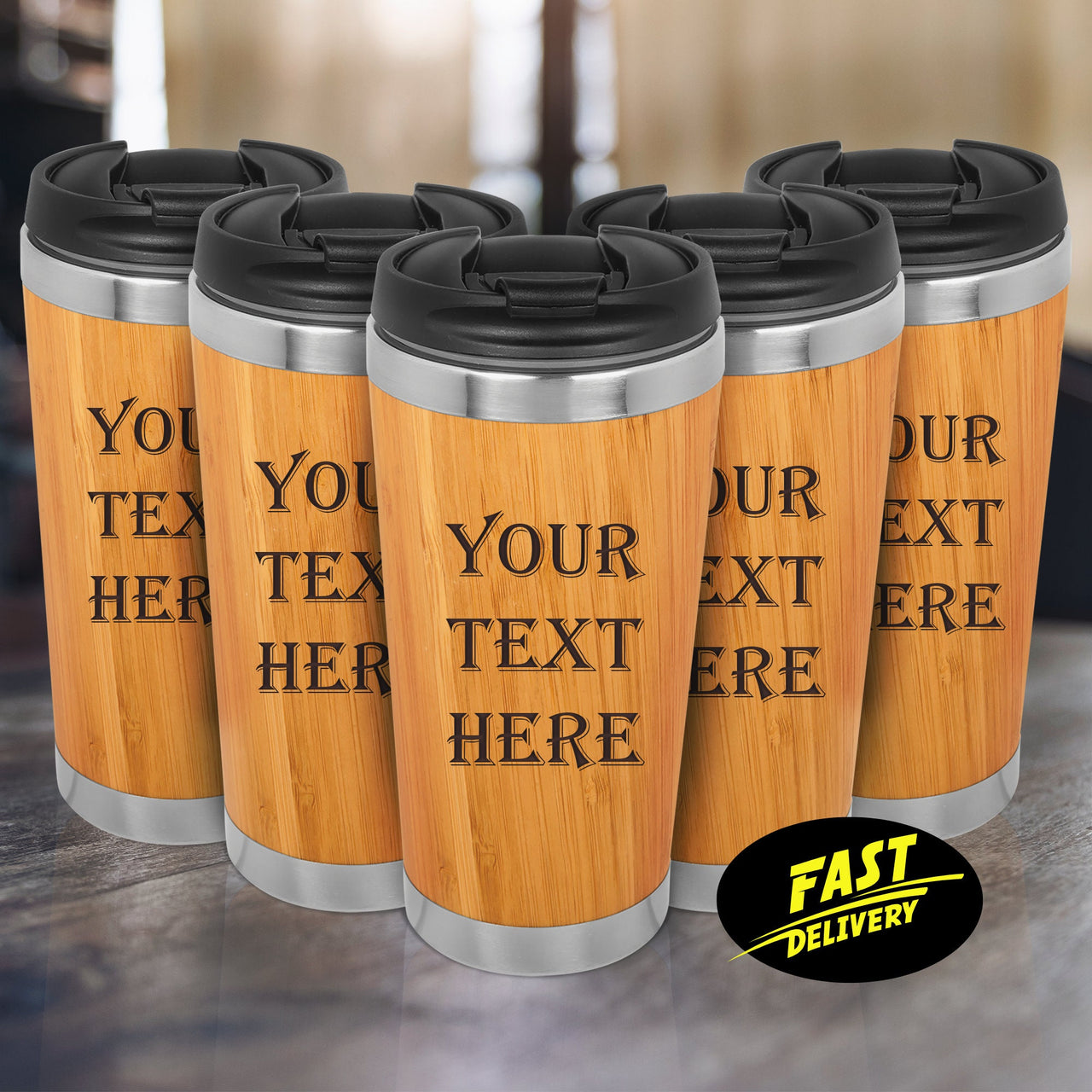 Custom Bamboo Coffee Tumbler