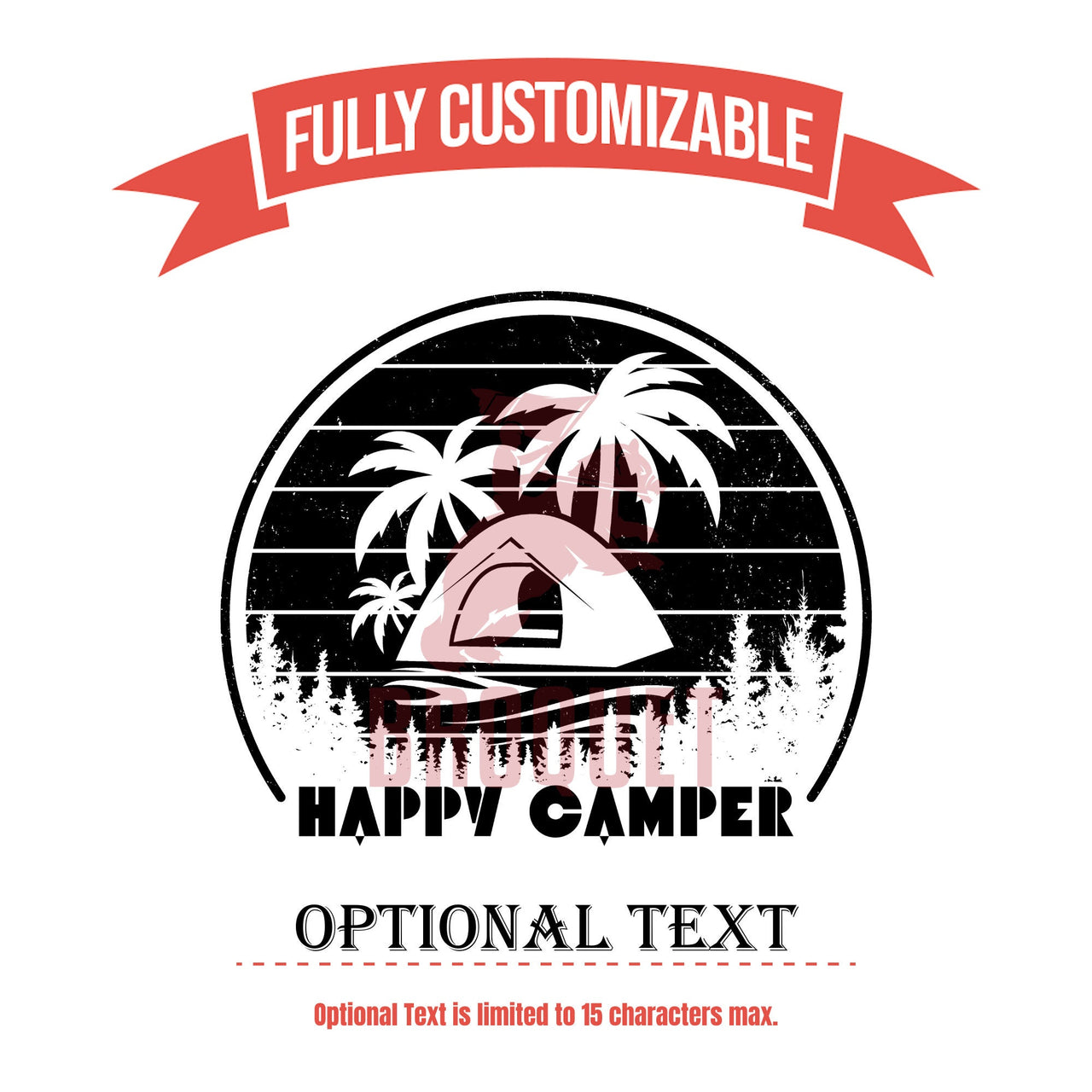 Happy Camper Retro Sunset Personalized 15oz Bamboo Camper Tumbler