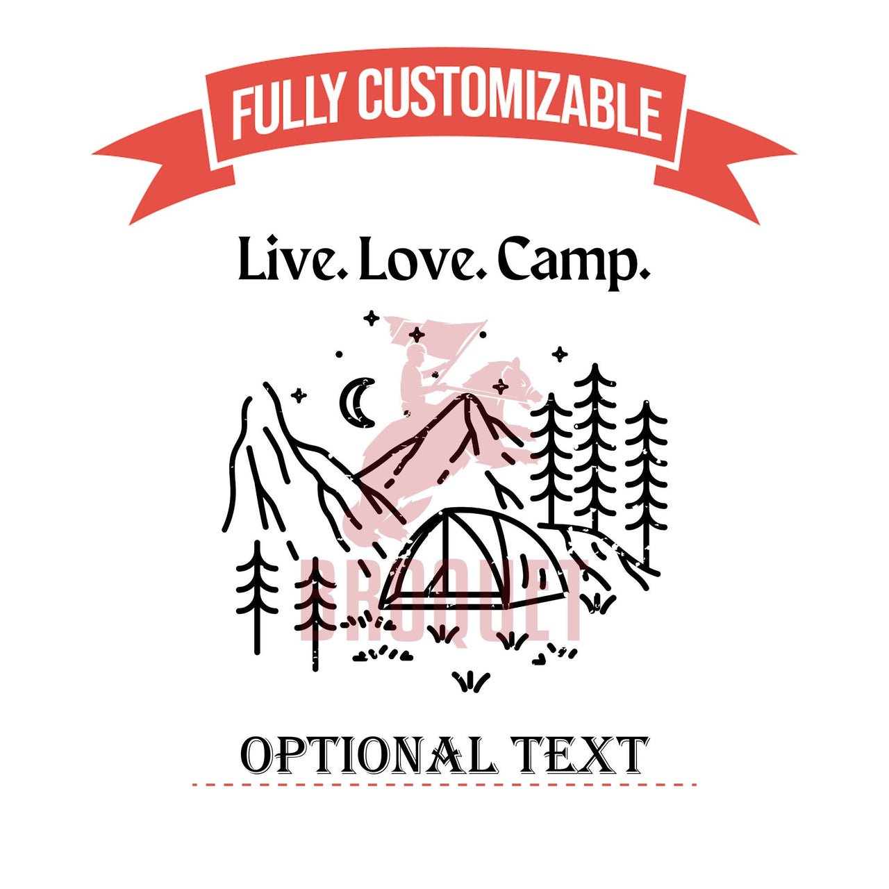 Live Love Camp Bamboo Tumbler, Cute Camping Gifts, Night View Mountains Trees Tent Tumbler Design, Personalized 15 oz Tumblers Camper Gifts