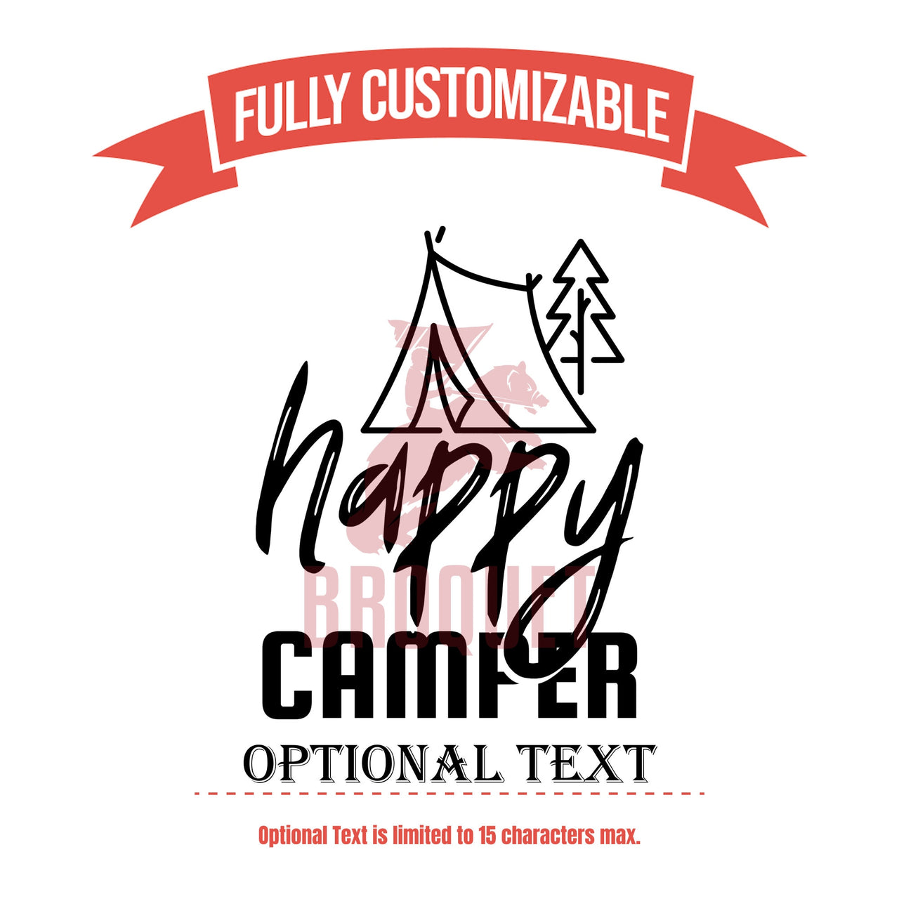 Happy Camper Unique Camping Gifts for Camper, Custom Whiskey Glass, Personalized 12 oz Bourbon Whiskey Glasses, Camp Engraved Monogram Glass