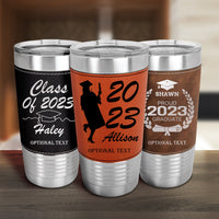 Thumbnail for Personalized Leatherette Tumbler Graduation Gift 2023, Custom Name/Text Leather Tumbler Gifts for College Graduate, Cups Grad Gifts for Him