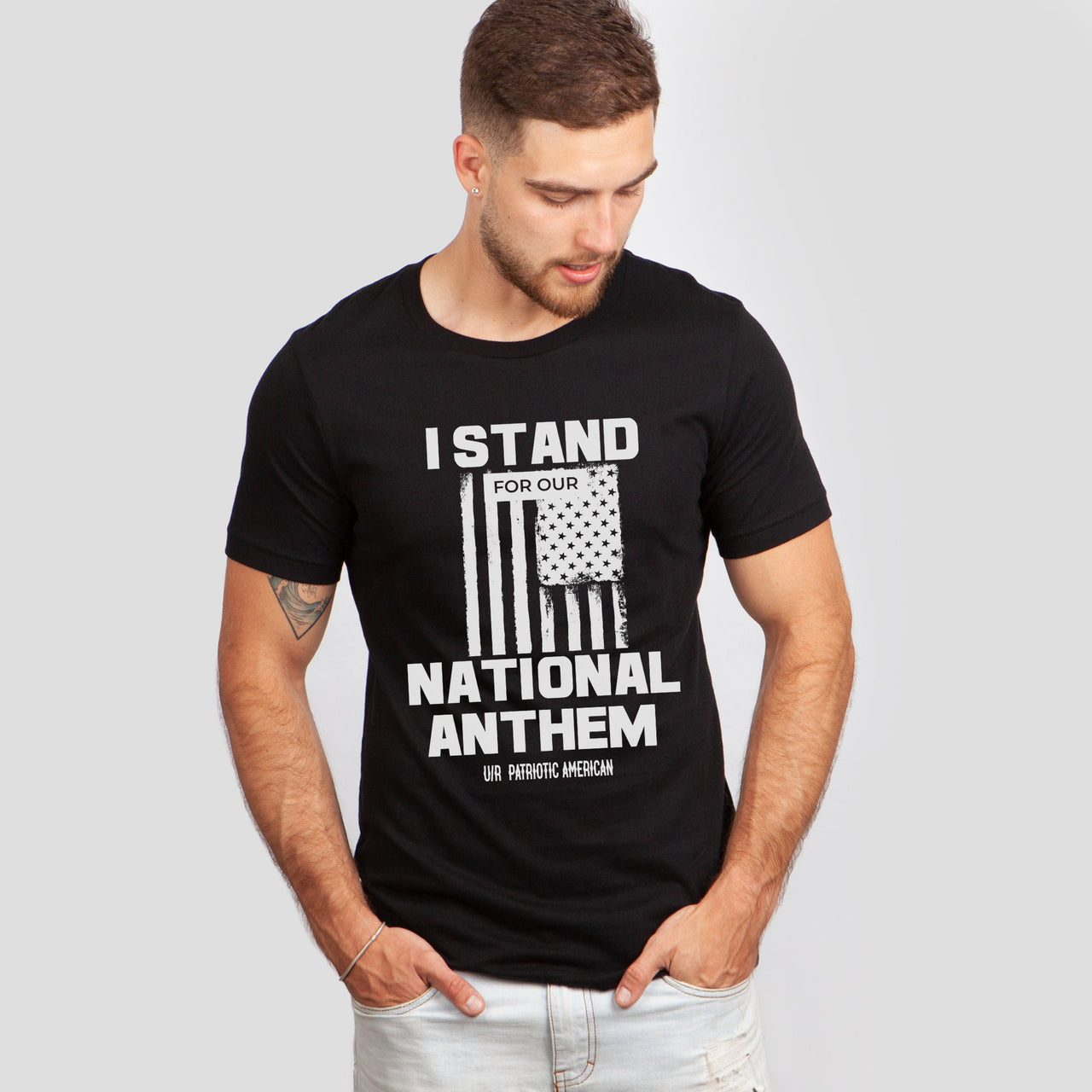 I Stand For Our National Anthem Patriotic American Graphic Tee