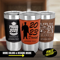 Thumbnail for Personalized Leatherette Tumbler Graduation Gift 2023, Custom Name/Text Leather Tumbler Gifts for College Graduate, Cups Grad Gifts for Him