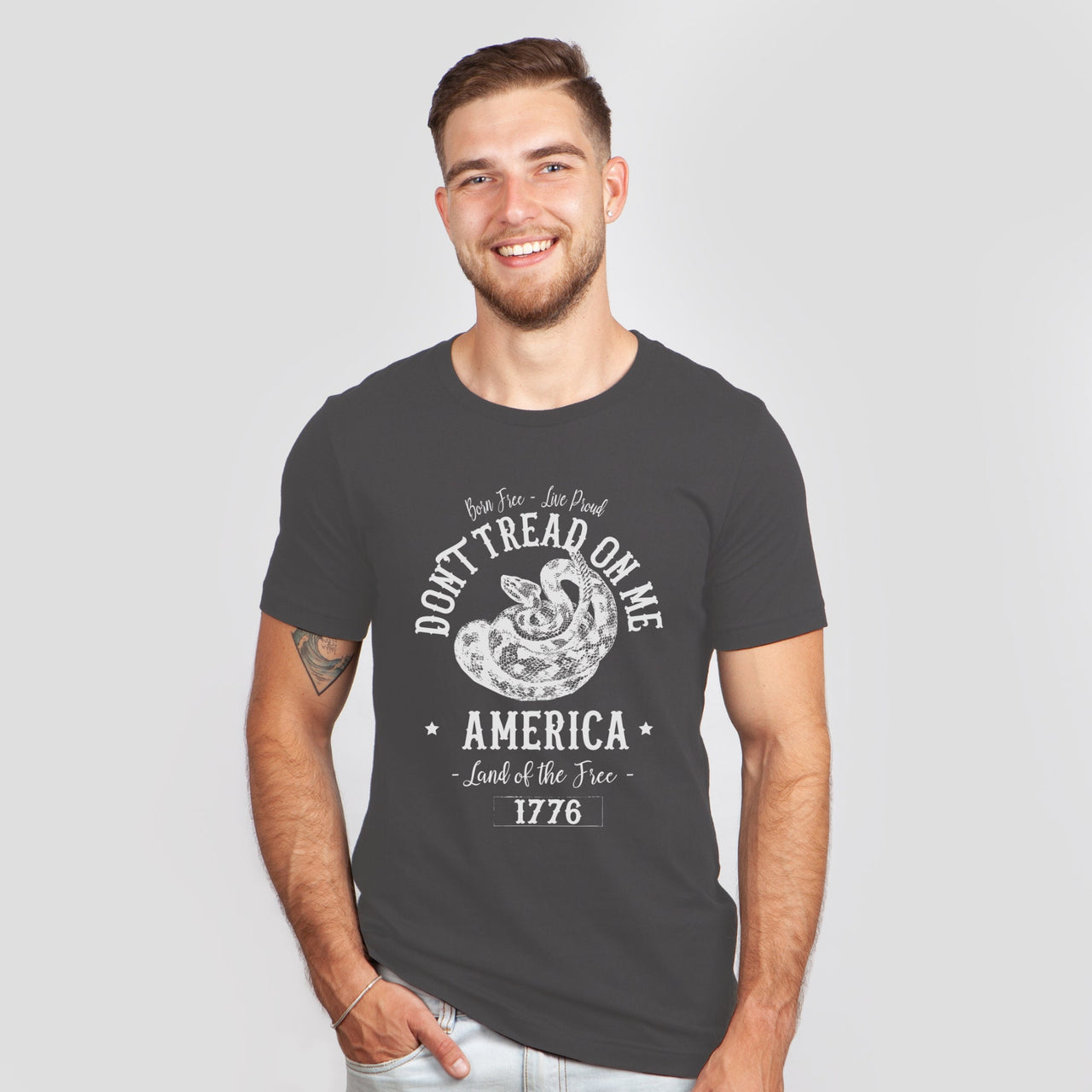 Land Of The Free Don't Tread On Me America Because Of the Brave 1776 Tee