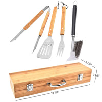 Thumbnail for Personalized 3 Piece Bamboo BBQ Grill Tool Set with Box