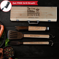 Thumbnail for Custom Grillfather BBQ Set: 3-Piece Bamboo Kit