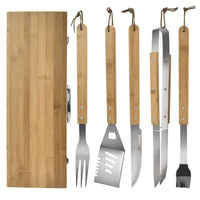 Thumbnail for Grill Dad Gift - Grillmaster 5-Piece Bamboo BBQ Tool Set with Free Grill Brush