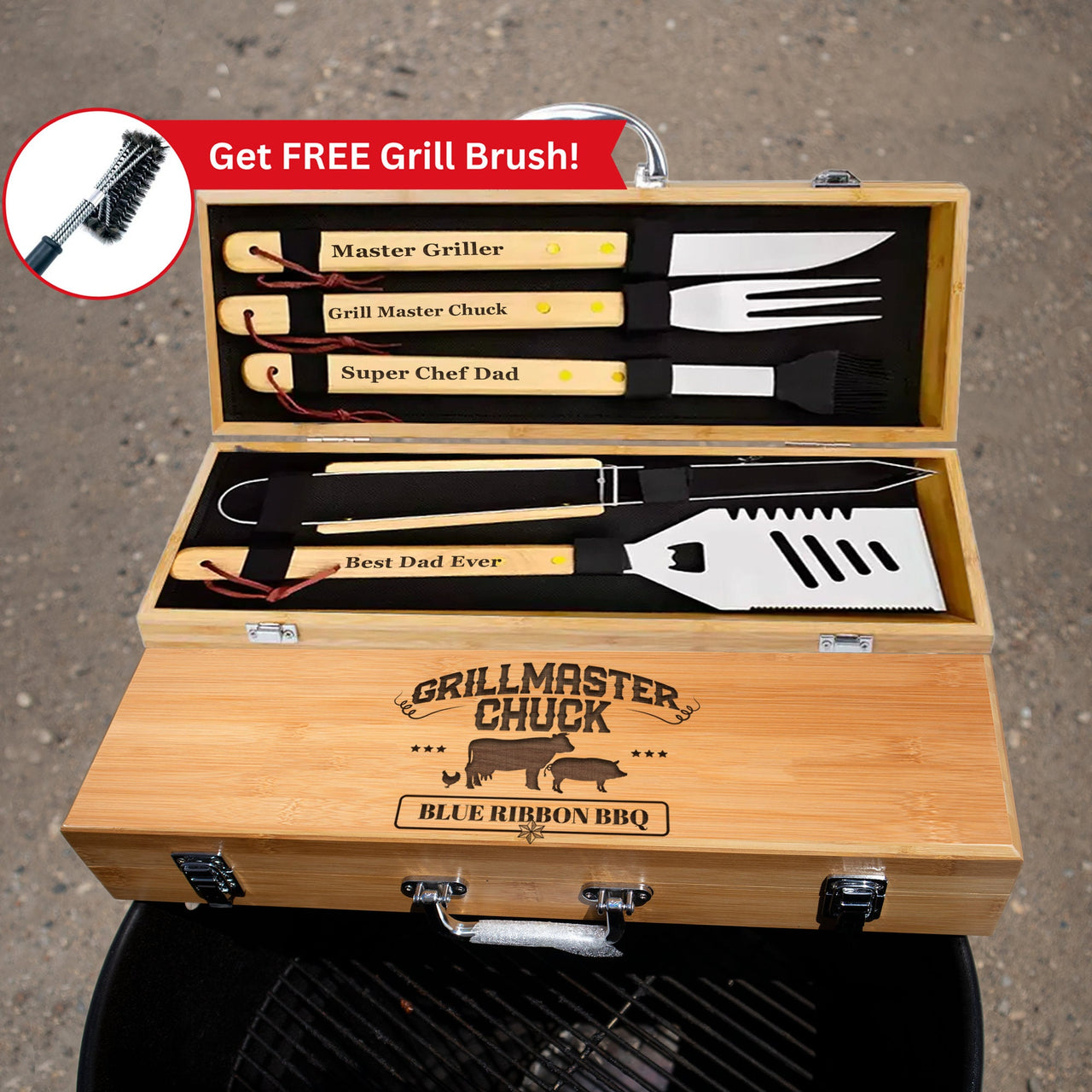 Grill Meat Lover BBQ Tool Set - Custom Name Gift for Barbeque Resto Owner