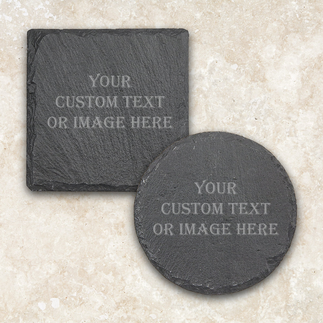 Custom Slate Coaster, Round and Square Slate Coaster Sets