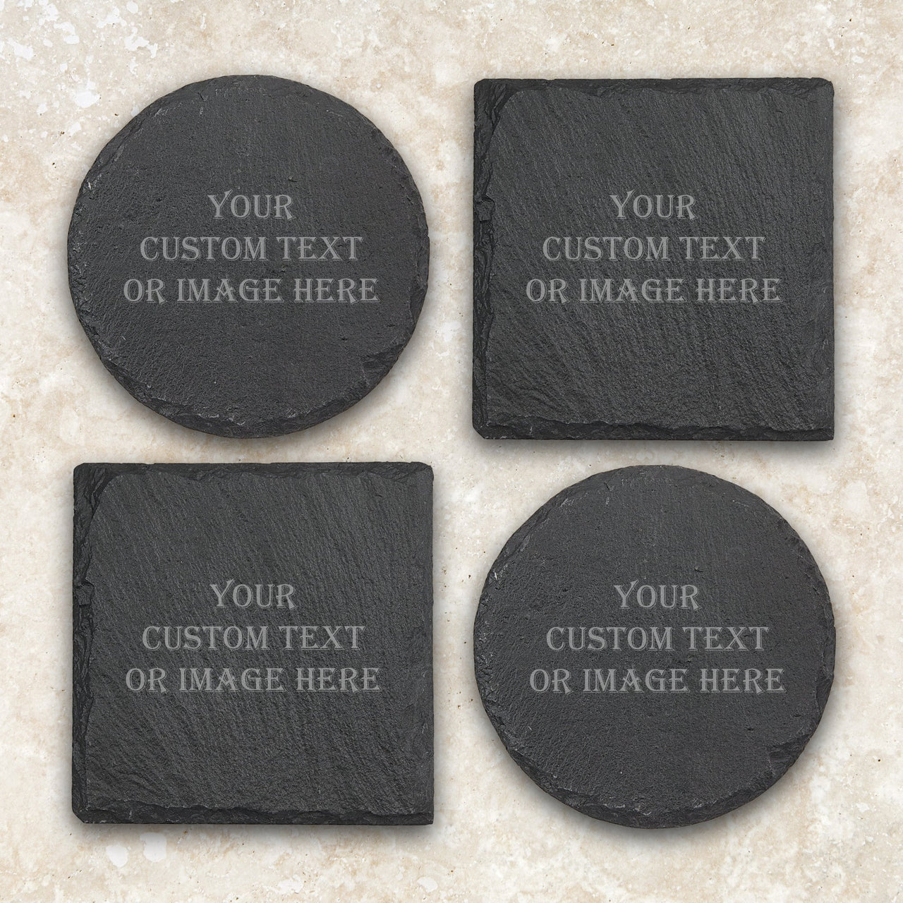 Custom Slate Coaster, Round and Square Slate Coaster Sets